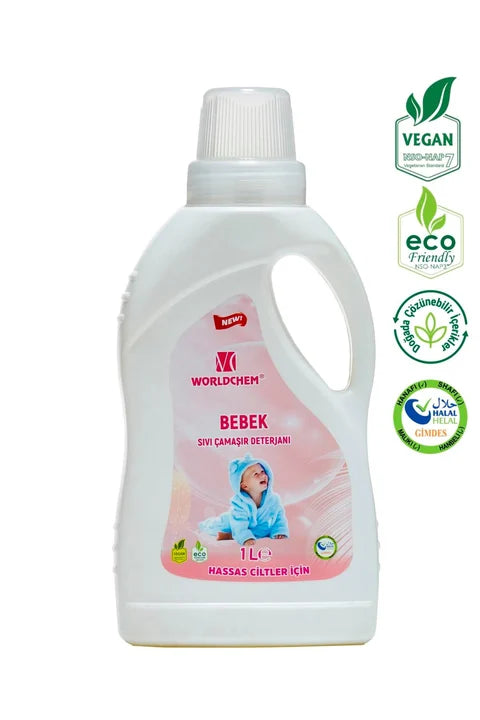 Worldchem - Bebekler İçin Bitkisel Sıvı Çamaşır Deterjanı / Pflanzliches Flüssigwaschmittel für Babys 1L